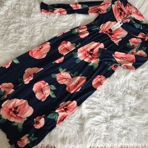 Maternity maxi off the shoulder dress.